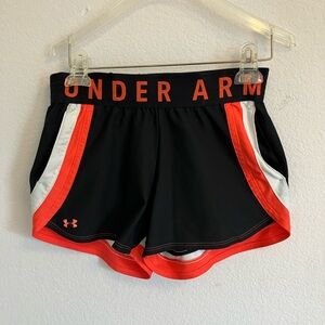 Under Armour Women's Black and Orange Play Up Shorts